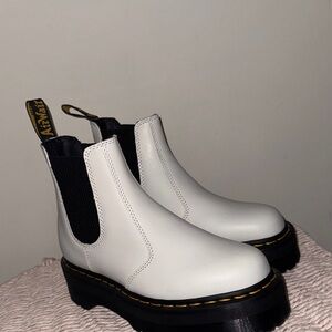 White Platform Dr Martens Chelsea Boots
